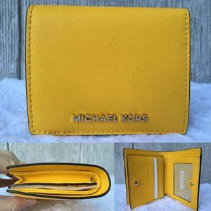 NEW Authentic Michael Kors Bifold Flap Card Holder ID Wallet Saffiano SU…
